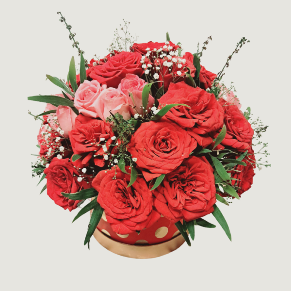 Rose Garden - Basket of Red & Pink Roses