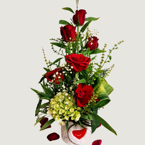 Passionate Petals - 6 Rose Vase