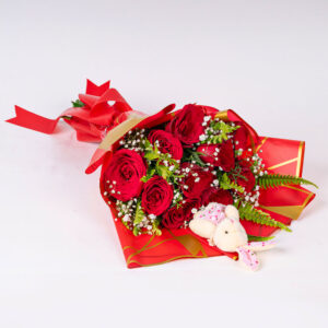 Sheaf - 10 Red Roses + Soft Toy