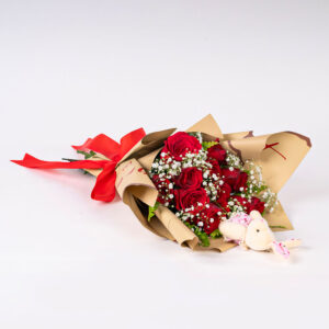 Sheaf - 10 Red Roses and Soft Toy