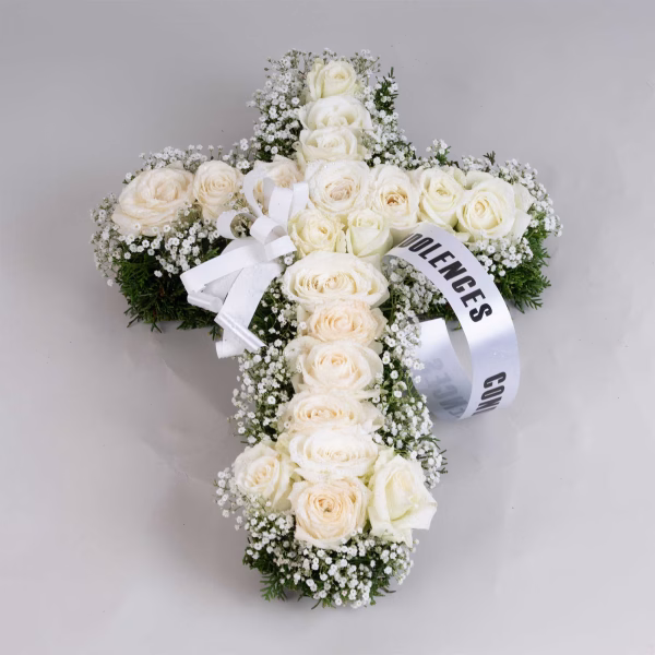 20 White Roses in a Cross - Image 2