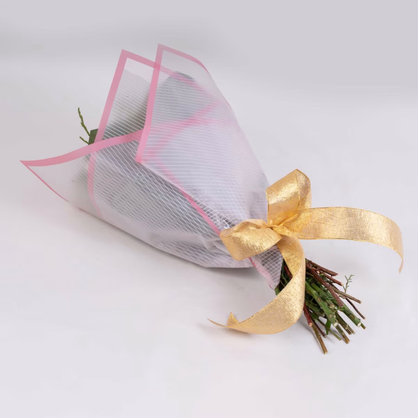 6 Pink Roses and Baby's Breath  - Image 3